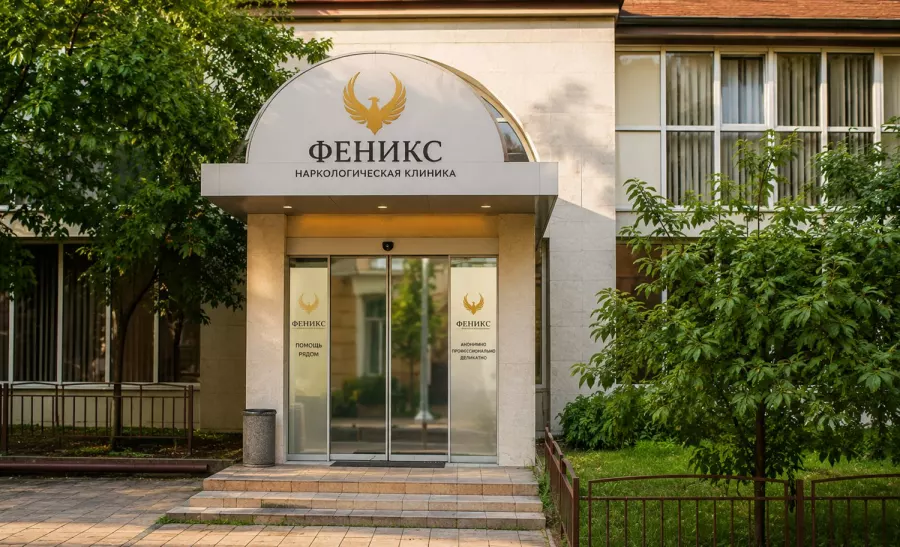 Вход в наркологическую клинику «Феникс» в Полярном